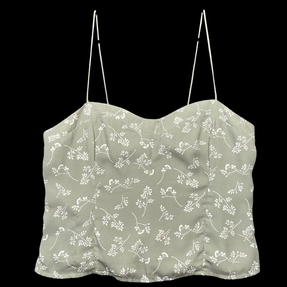 Abercrombie & Fitch Green Floral Print Spaghetti Strap Top Womens Size Medium